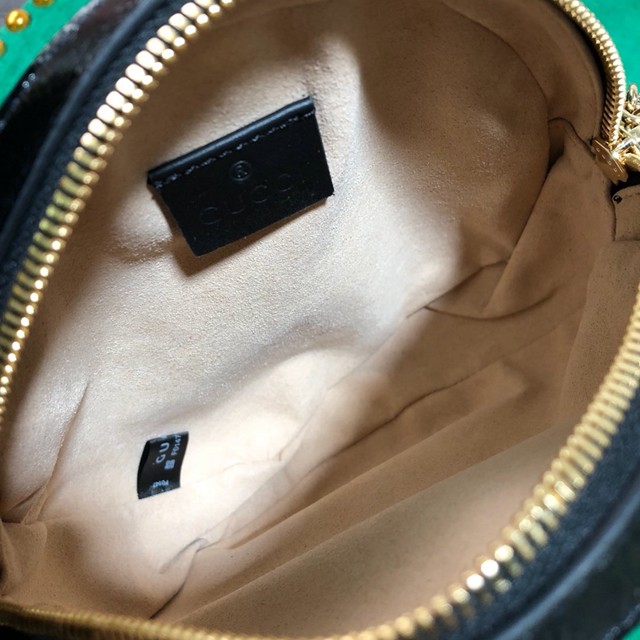Gucci經典款女包 550618 古馳Ophidia系列 圓形迷你肩背包 Gucci深藍磨砂皮鏈條斜挎包  gqy1943